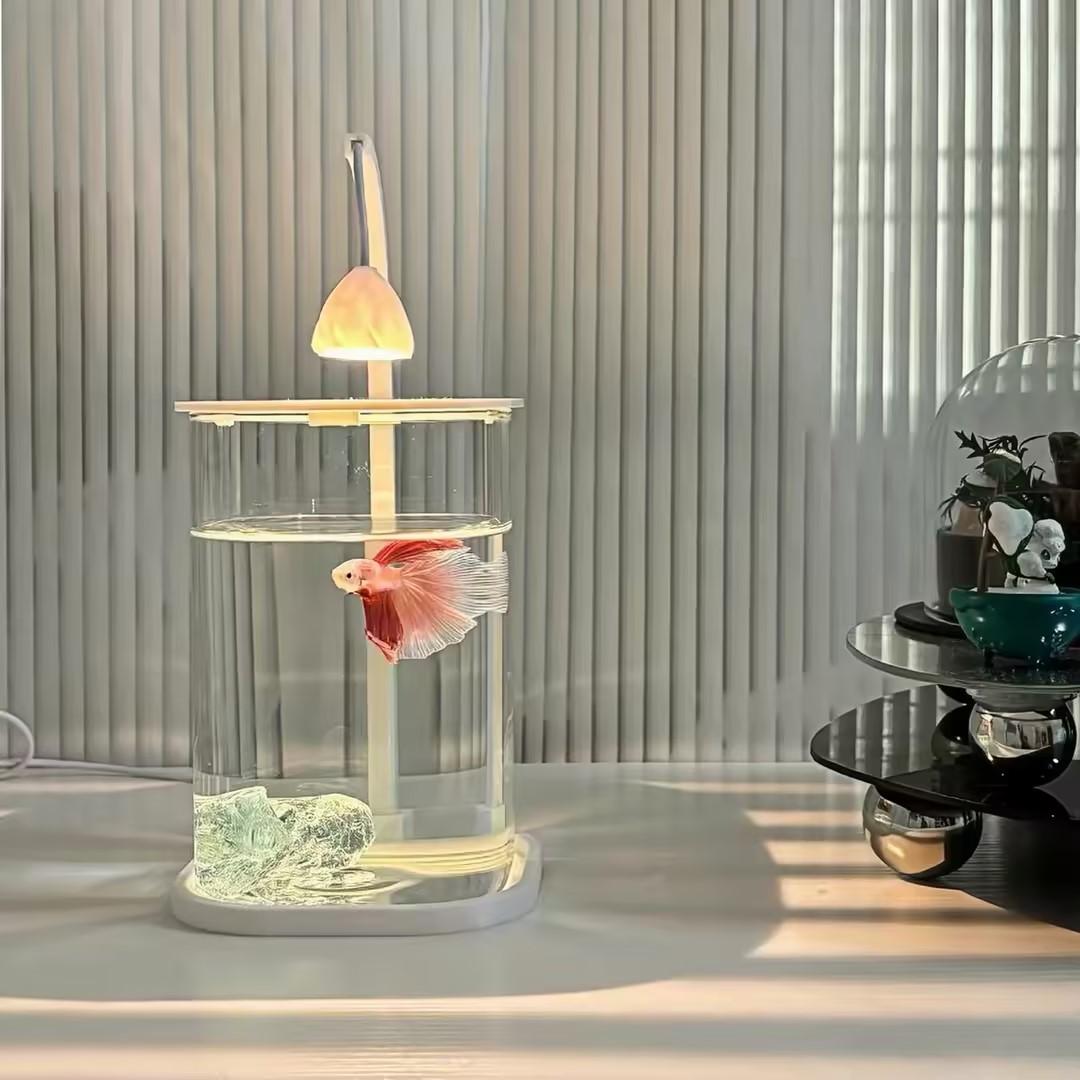 Aquarium Fish Goldfish - 360° Panoramic Clear Desktop Fish Tank